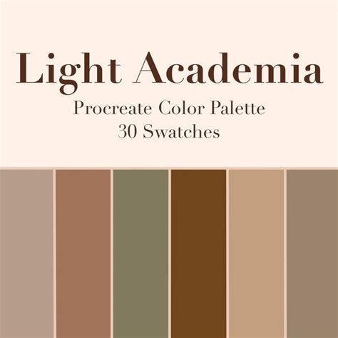 Light Academia Procreate Color Palette, 30 Swatches, Instant Download - Etsy | Aesthetic light ...