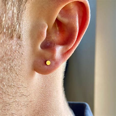 Mens Earrings 18K Gold Stud Earrings Men, Minimalist Male Earring, Boys ...