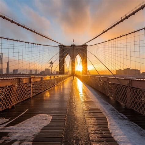 Premium AI Image | sunset on the brooklyn bridge