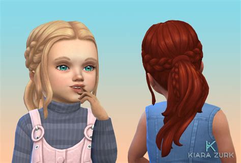 EP09 Double Braid for Toddlers Toddler Cc Sims 4, Sims 4 Teen, Toddler Braids, Toddler Hair ...
