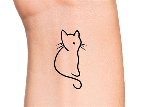 Simple Cat Outline Tattoo