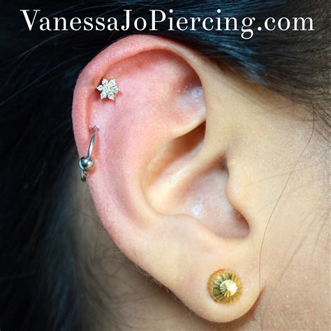 gold ear cartilage - New Flower Studio Body Piercing