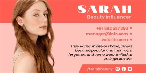 Design and get this Modern Flat Sarah Beauty Influencer Email Banner template for free