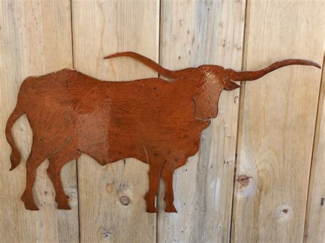 Iron Longhorn Steer Metal Wall Art Flat Mounted Southwest | Etsy