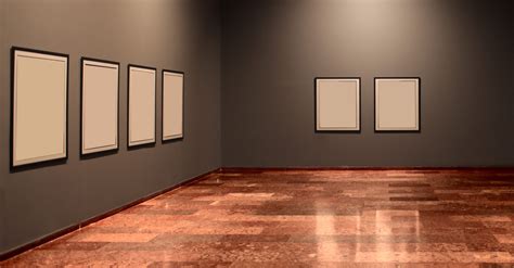 White Frames on Grey Wall in Art Museum