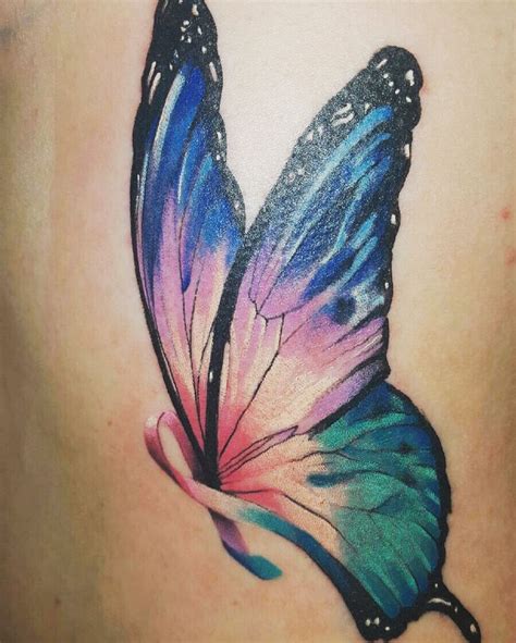 Butterfly And Cancer Ribbon Tattoos