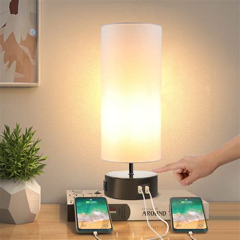 Buy Bedside Lamp - Touch Control Table Lamps with USB Port Nightstand, 3 Way Dimmable Control ...
