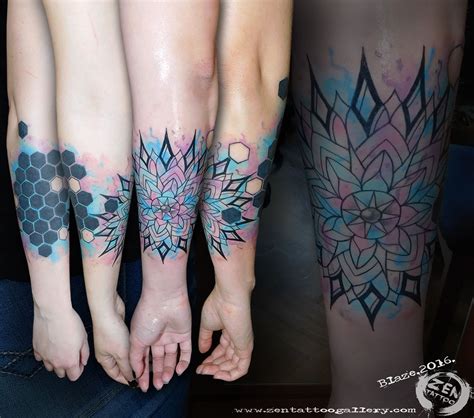 Watercolor mandala tattoo by Blaze; Honeycomb is healed; www ...