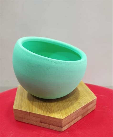 Terracotta Round Light Green Apple Color Decorative Home Mud Pot With ...