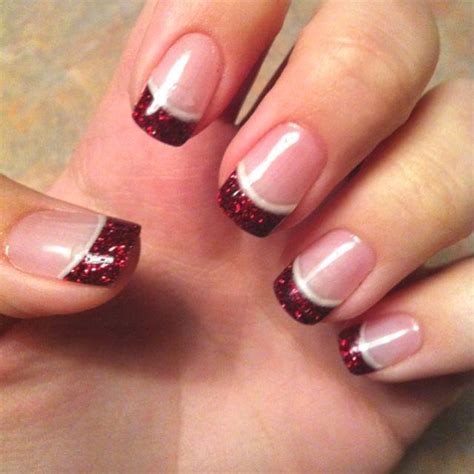 Red Wedding - French Manicure With Red Glitter Tips #2061344 - Weddbook