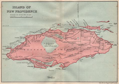 NEW PROVIDENCE. Vintage map. Bahamas. Caribbean 1914 old antique chart