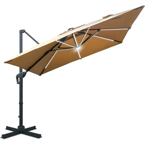 Buy Sunnyglade 10x10ft Solar Powered LED Cantilever Patio Umbrella ...