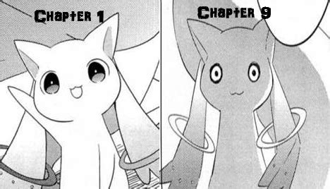 Awe kyubey in the manga was so cute *hugs him* no you can't make a contract with me because your ...