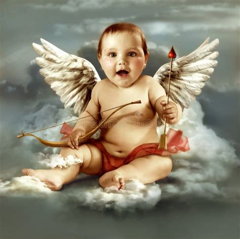 Baby Cupid with Angel Wings Stock Image - Image of heaven, artificial ...