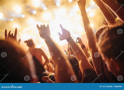 Portrait of Happy Crowd Enjoying at Music Festival Stock Photo - Image ...