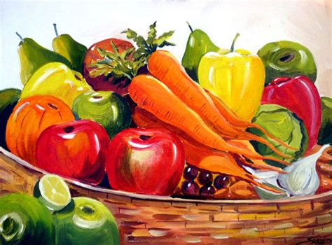 Fruits And Vegetables Painting at PaintingValley.com | Explore collection of Fruits And ...