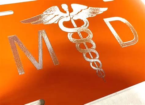 SILVER ENGRAVED MD Medical Doctor Caduceus Car Tag Diamond Etched License Plate $19.89 - PicClick