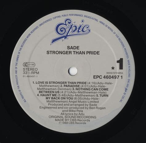 Sade 1988 Stronger Than Pride