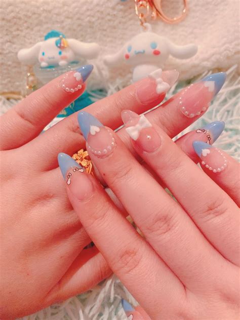 cinnamoroll inspired nails Cute Simple Nails, Pretty Gel Nails, Really ...