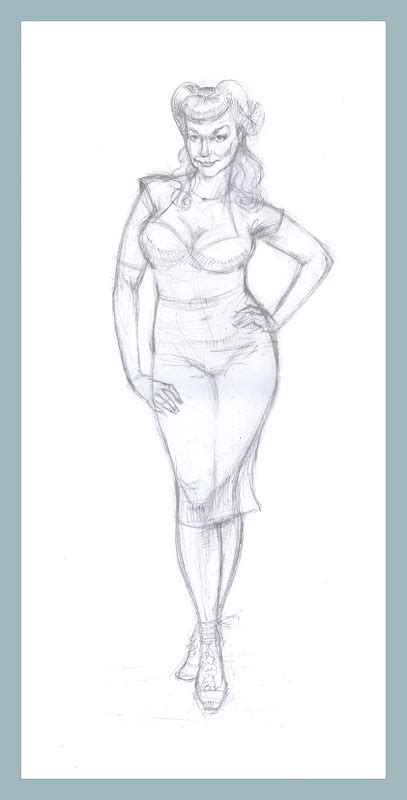 Pin Up Girl Tattoo Sketch