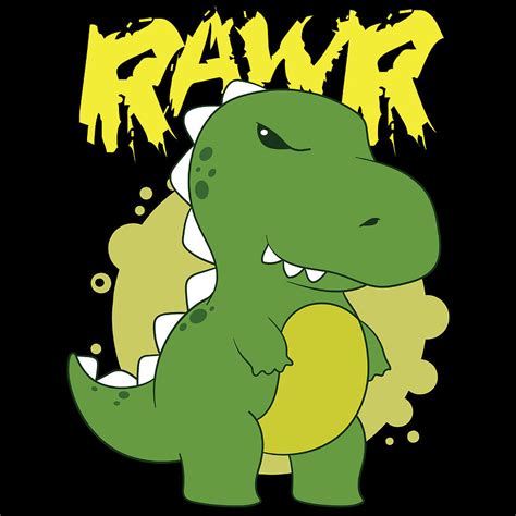 Dinosaur Trex Shirt Rawr Fat Cute Trex Dino Tshirt Design Wild Animals Howling Reptile Forest ...