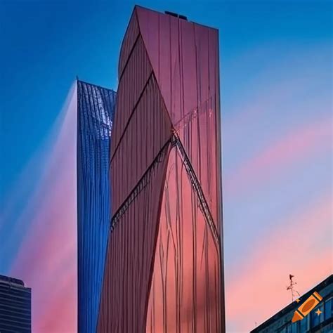 Copper-colored skyscraper with glass windows on Craiyon