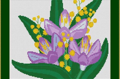 Cross Stitch Works: Purple Crocus Flowers 715111134 Free Cross Stitch Pattern