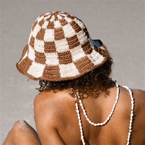 Made by Minga | Unisex Crochet Checkered Bucket Hat | Handmade | Crochet hats, Crochet hat for ...