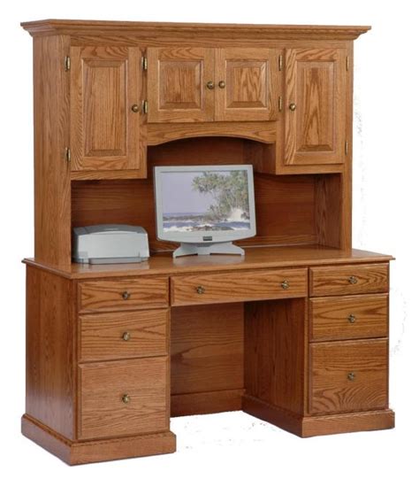 Oak Desk With Hutch - Black Oak Executive Storage Desk With Hutch On ...