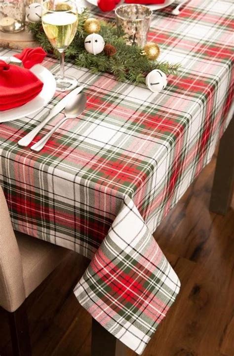 DII Holiday Tablecloth Christmas Plaid Table Cover for 5-ft Rectangle ...