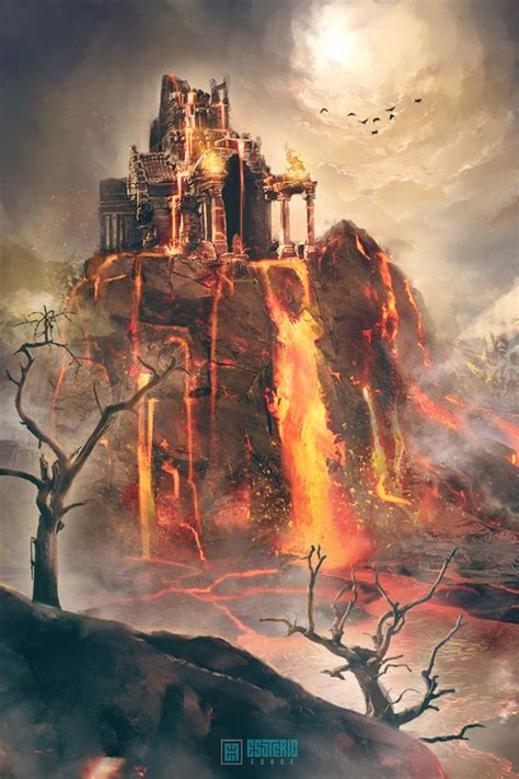 ArtStation - Fire Temple, Jelena Pjevic | Fantasy landscape, Fantasy ...