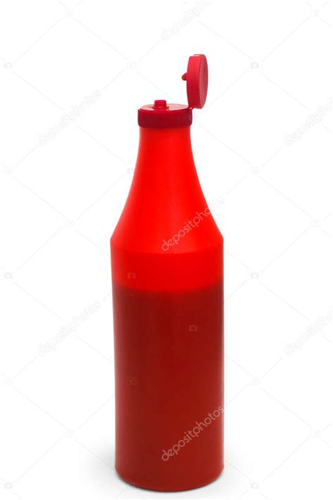 Red ketchup plastic bottle isolated on white background — Stock Photo © maxximmm1 #16279145