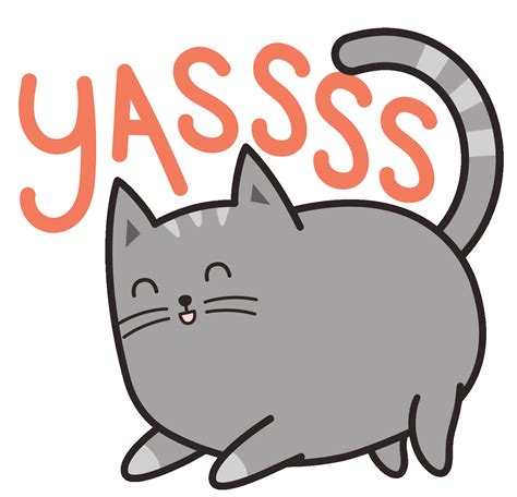 Fat Cat Yes Sticker by Meowingtons for iOS & Android | GIPHY