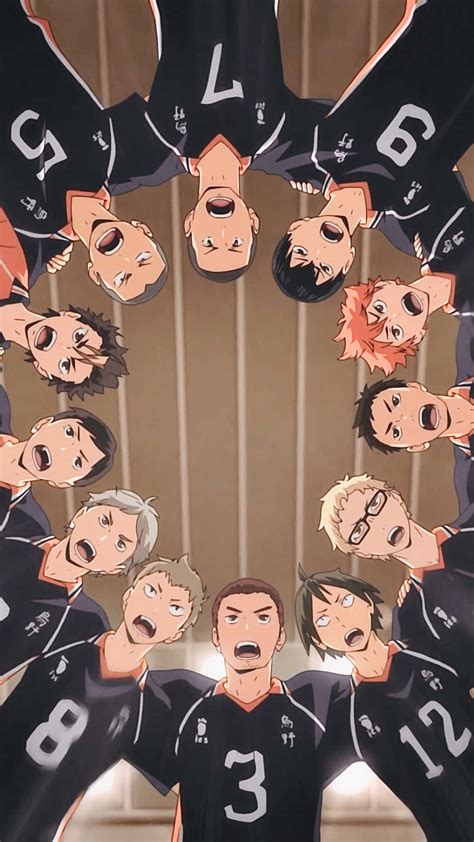 Download Haikyuu Team Huddle Illustration Wallpaper | Wallpapers.com