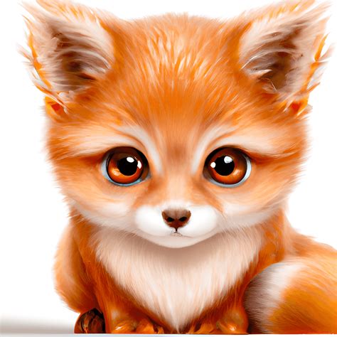 Cute and Fluffy Baby Fox Digital Graphic · Creative Fabrica