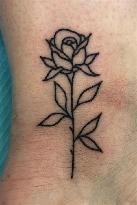 Simple Rose outline | By Elyria Black | Done at Old Soul Tattoo Club | Jul 3rd 2019 | 1069679 ...