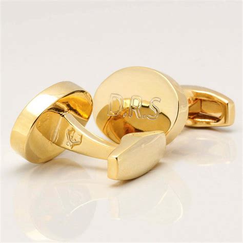 Engraved Initial Cufflinks, Gold Plated Oval by Badger & BrownBadger ...