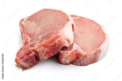 raw pork chops on white background Stock Photo | Adobe Stock