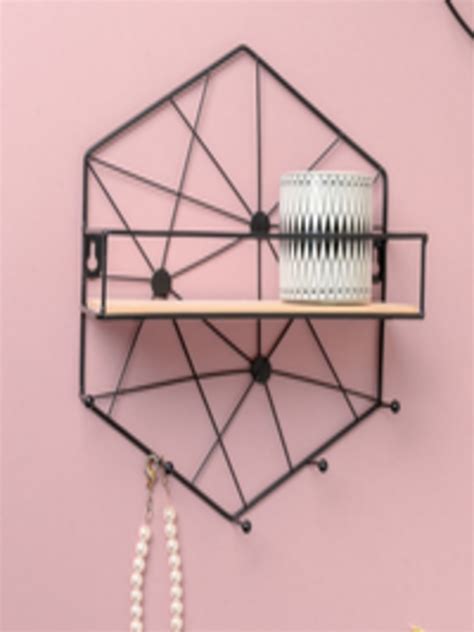 Buy Nestasia Black Metal Wall Hexagon Shelf With Keyholders - Wall Shelves for Unisex 19116794 ...