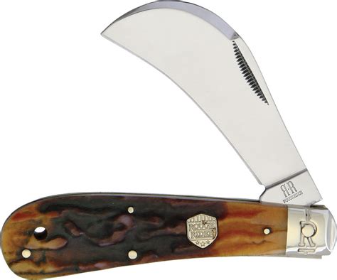 RR1797 Rough Rider Knives Hawkbill Pocket Knife Brown Stag Bone