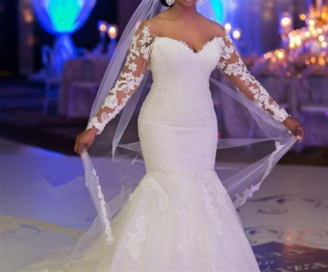 Long Sleeves Mermaid Lace Wedding Dress at Bling Brides Bouquet online ...