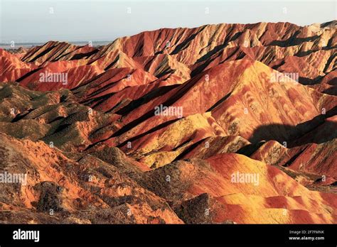 Rainbow mountains of Danxia at sunset, Gansu, China, Asia Stock Photo ...