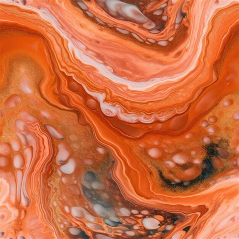 Premium AI Image | An orange and black marble painting with a swirly ...