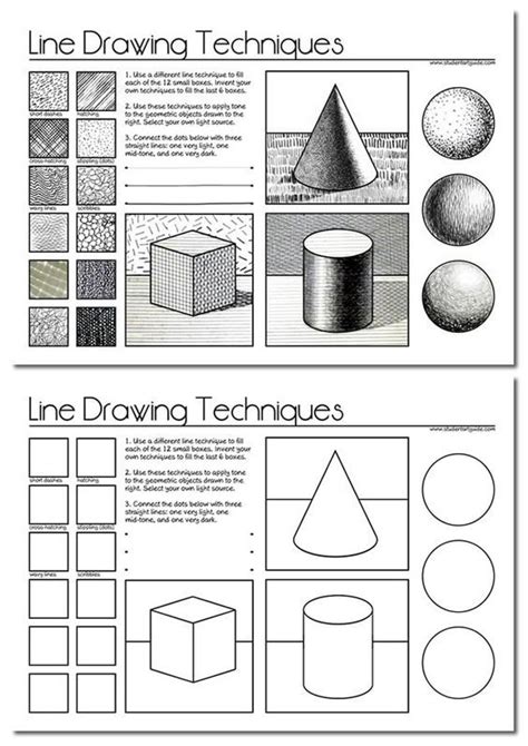 free line drawing worksheet - printable teacher resources from the Student Art Guide: | Art ...