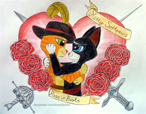 Puss in Boots x Kitty Softpaws by brainbow97 on DeviantArt