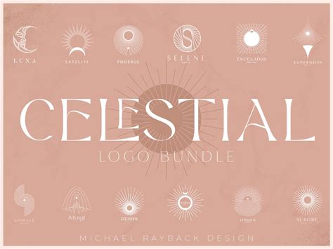 Celestial Logo Bundle Logo Collection Logo Template Logo Kit Branding Golden Logo Premade Logo ...