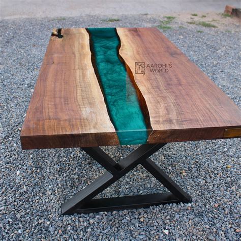 Coffee Table of Black Walnut Wood With Epoxy Resin - Etsy