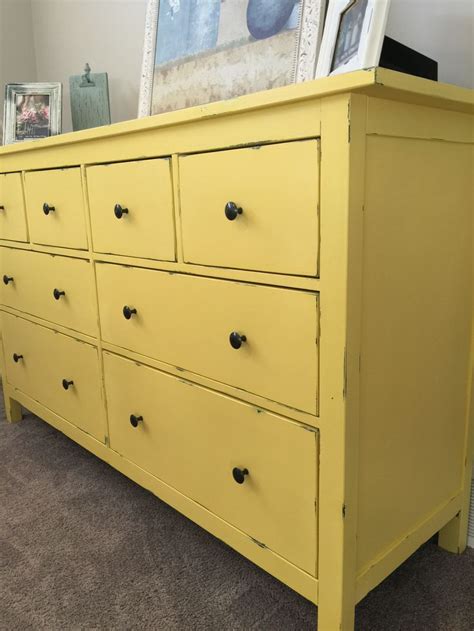 Refurbished IKEA Hemnes dresser. Totes doing this for a pop of sunshine in the nursery ...