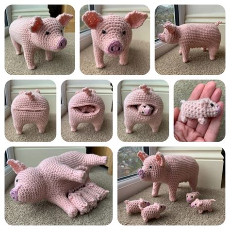 Pig With Piglets Crochet Pattern - Etsy Canada