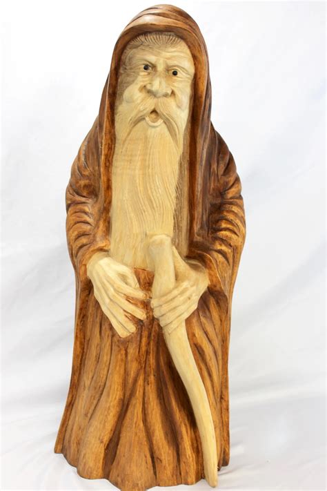 Wizard Sorcerer Magician sculpture hand carved wood Statue | Wood ...